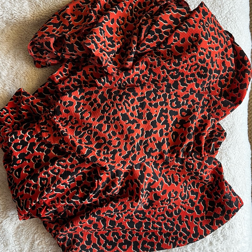 ASOS wrap front tiered smock midi dress in red animal print - Picture 7 of 7